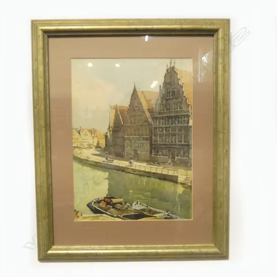 FRAMED W/C BELGIAN LANDSCAPE, 300 X 400MM