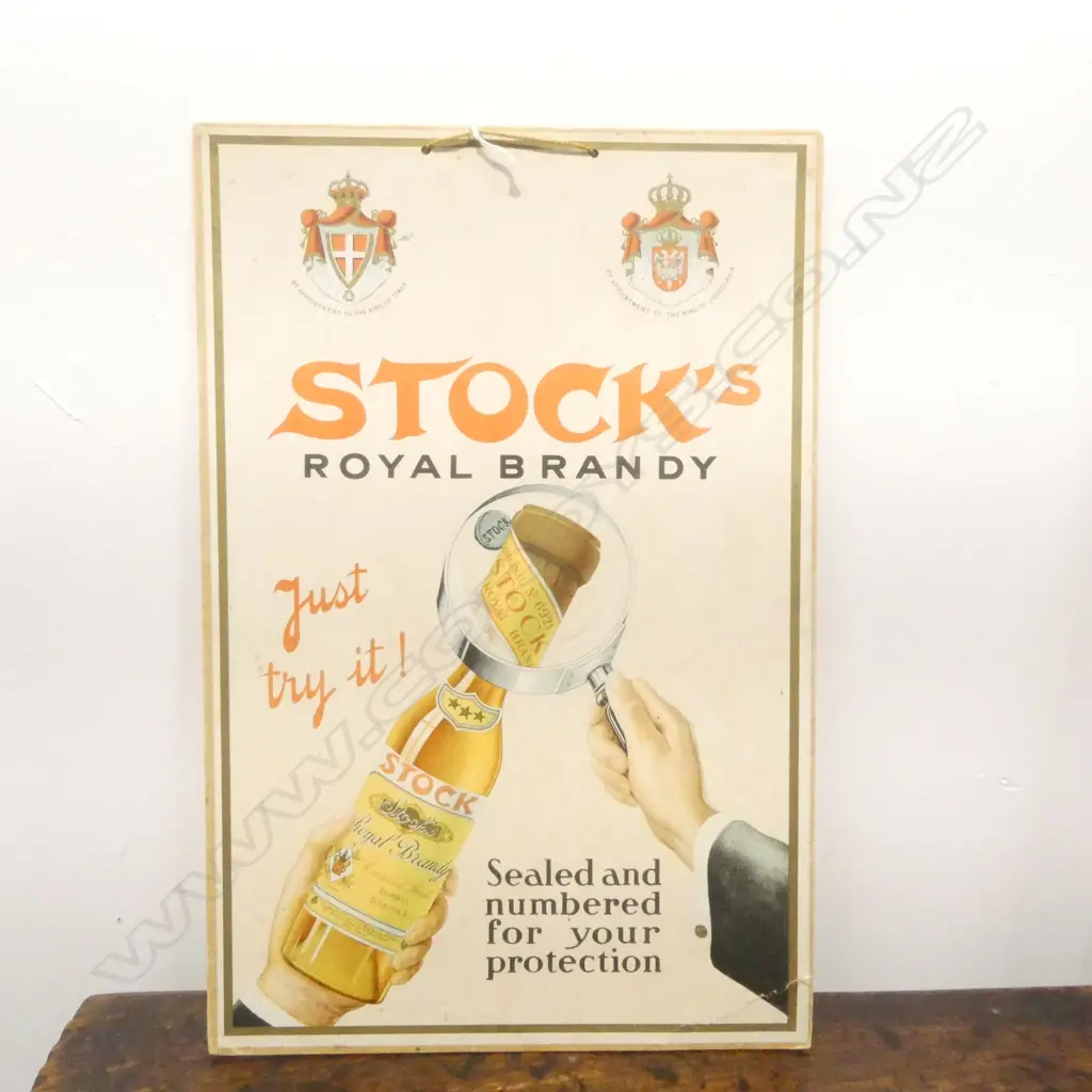 VINTAGE ADVERTISING CARD 'STOCKS ROYAL BRANDY' 375x250mm Image 1++