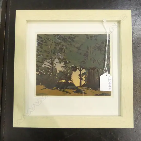 K W HASSALL 'TOWARDS EVENING' LINOCUT FROM 1948 BOOK PLATE 135x160mm
