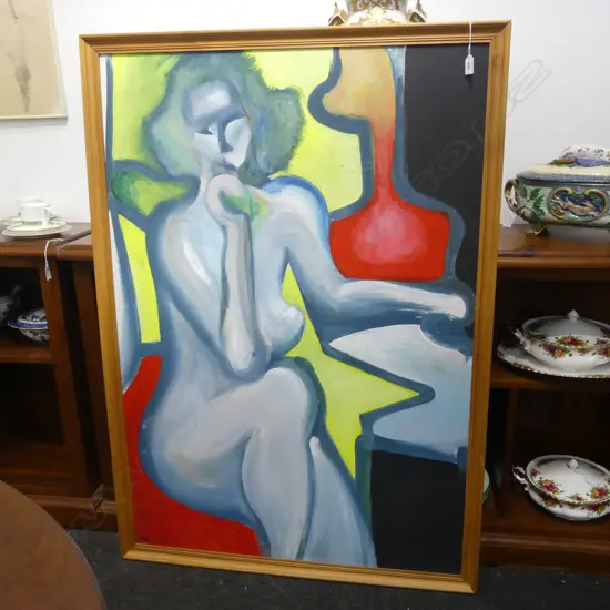 ABSTRACT NUDE, ACRYLIC, SIGNED ARTHUR 1985, 1190x820mm
