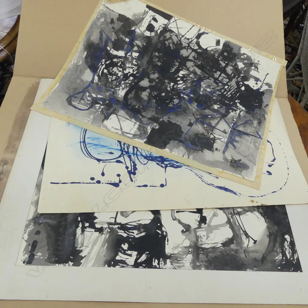 3 KEITH PATTERSON (NZ 1925-1993) WCs; PORTRAIT '63 690x430mm, 2 CHELTENHAM BEACH c.1960 + MADONNA & CHILD LITHO AF   Image 1++