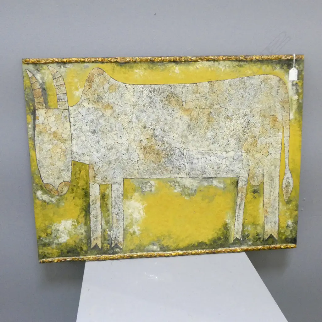 COW MIXED MEDIA ARTWORK ON BOARD SIGNED 'PHONY 2004' 600x800mm Image 1++
