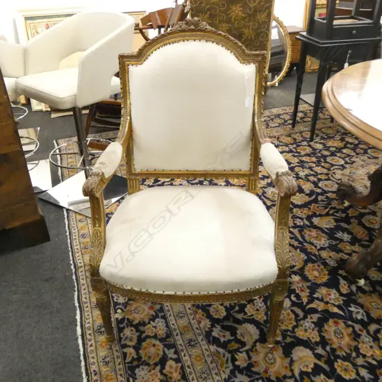 FRENCH STYLE ARMCHAIR - GILDED FRAME, SOME WEAR