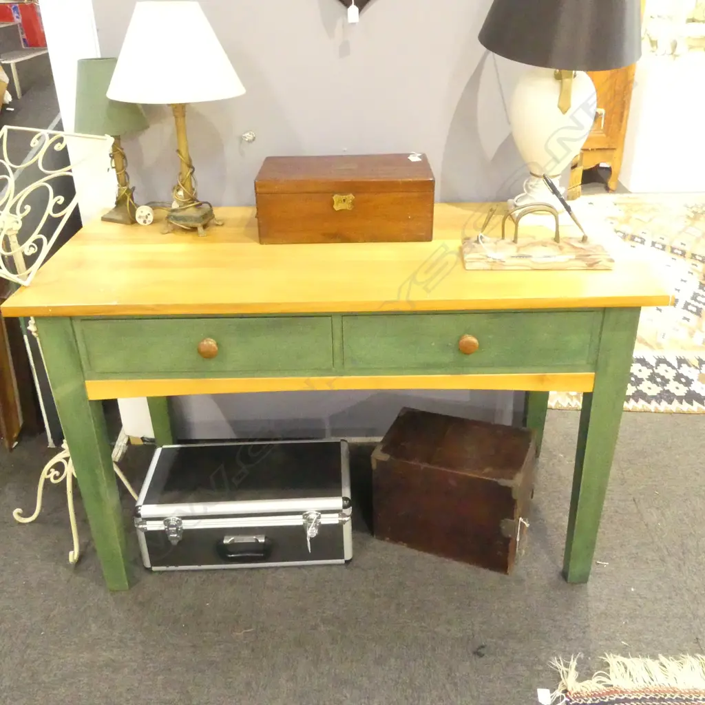 WOODEN KITCHEN TABLE w. 2 DRAWERS 1300x645x790mm Image 1++