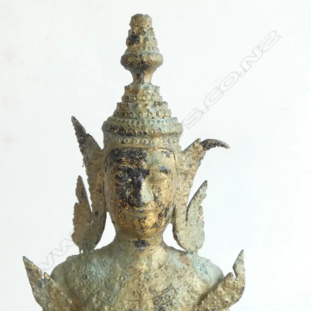 HEAVY BRONZE TALL STANDING 'TARA' STATUE PROBABLY NEPALESE H.640mm traces of gilt all over Image 1++