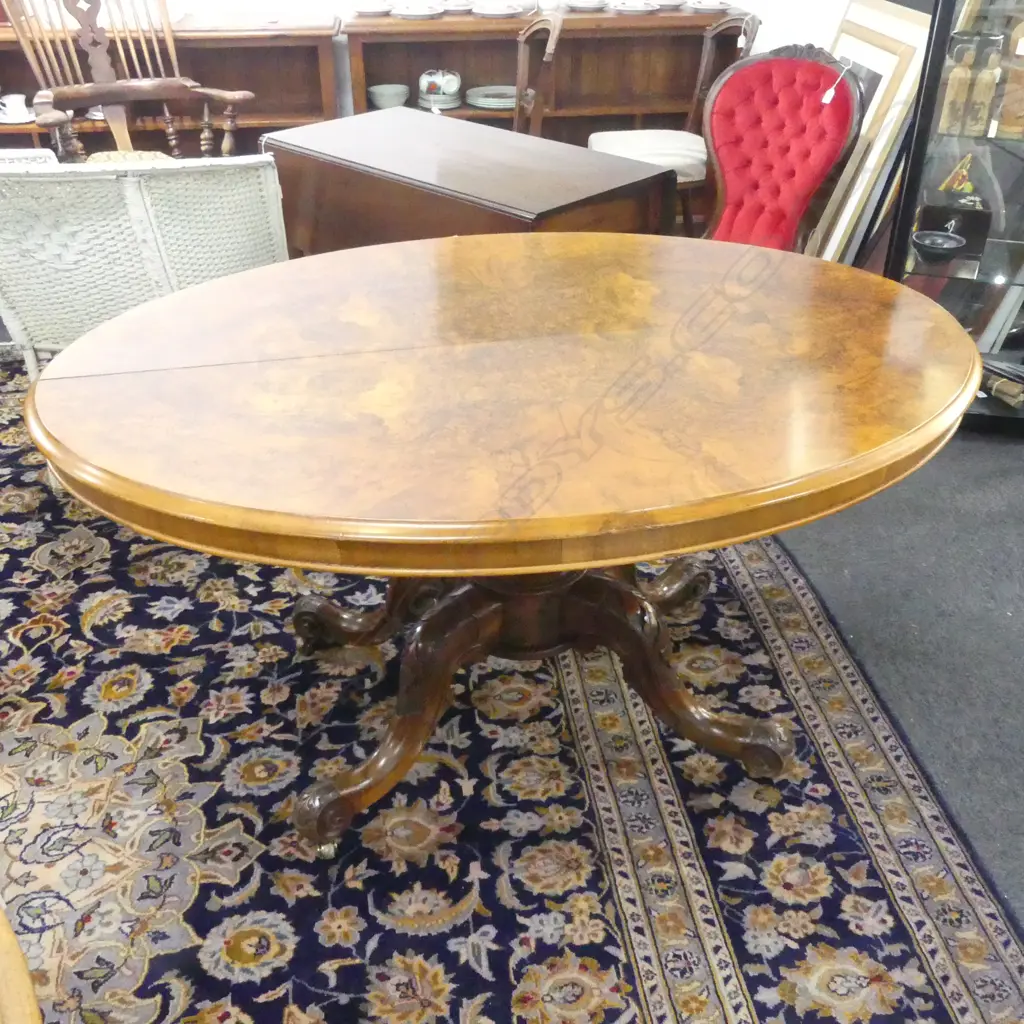 VICTORIAN OVAL PEDESTAL DINING TABLE 1350x990x710mm SPLIT TOP Image 1++
