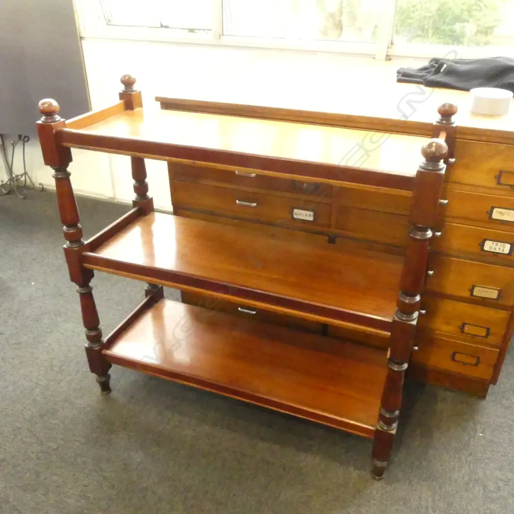 MAHOGANY 3 TIER DUMB WAITER 1035x425x1035mm Image 1++
