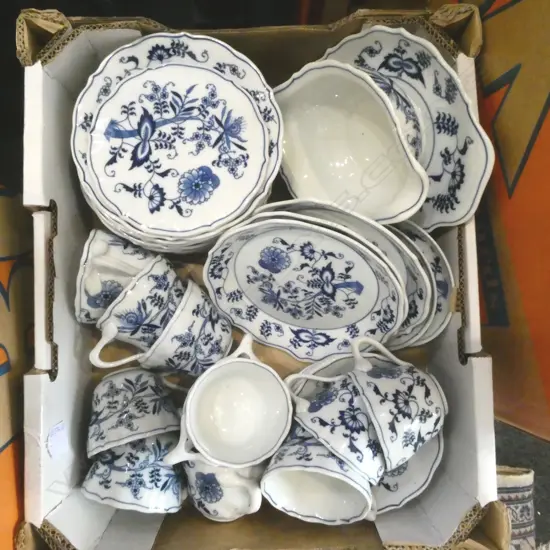 BLUE DANUBE CUPS & SAUCERS, TRIVET, SAUCE BOAT, DISHES, GOOD CONDITION 