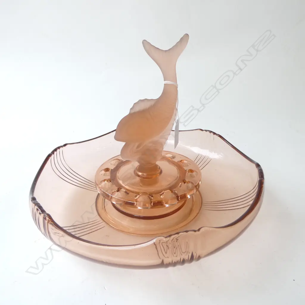 CLEAR AND FROSTED PINK GLASS FLOAT BOWL Dia.300mm Image 1++