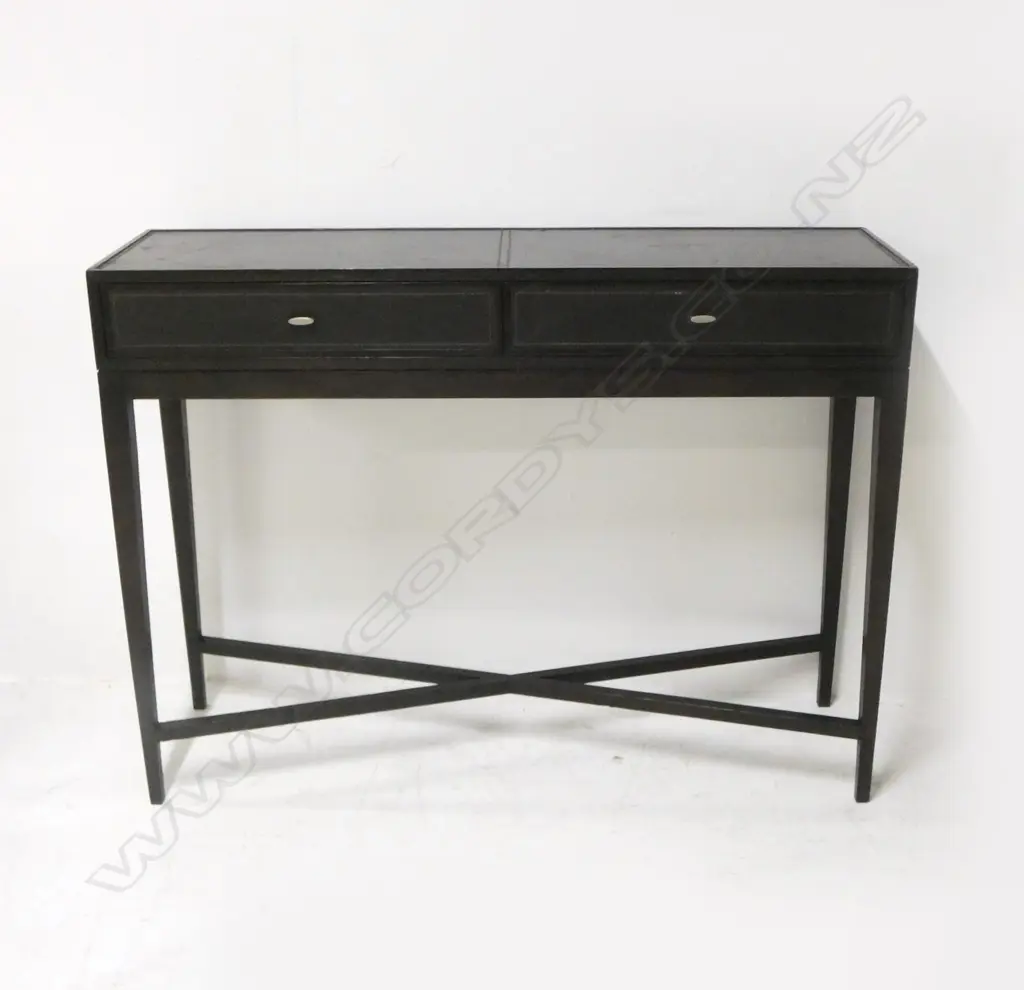 WOODEN CONSOLE  TABLE WITH LEATHER TOP (SOME MARKS),1200 X 350X 900MM Image 1++