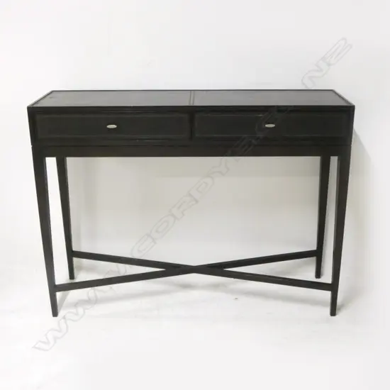 WOODEN CONSOLE  TABLE WITH LEATHER TOP (SOME MARKS),1200 X 350X 900MM