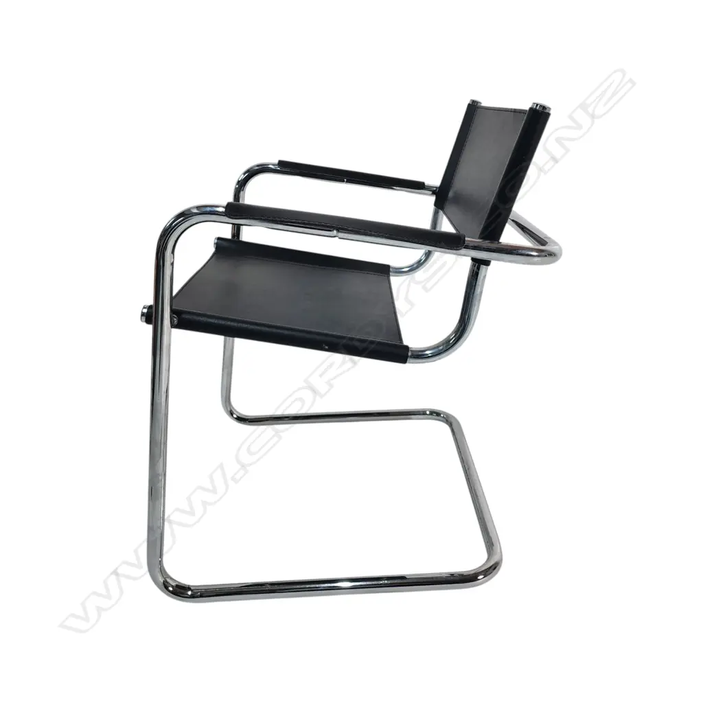 MID CENTURY 'MART STAM' STYLO armchair chrome tube steel and leather, cantilever chair dimensions: height: 71 mm, width: Image 1++