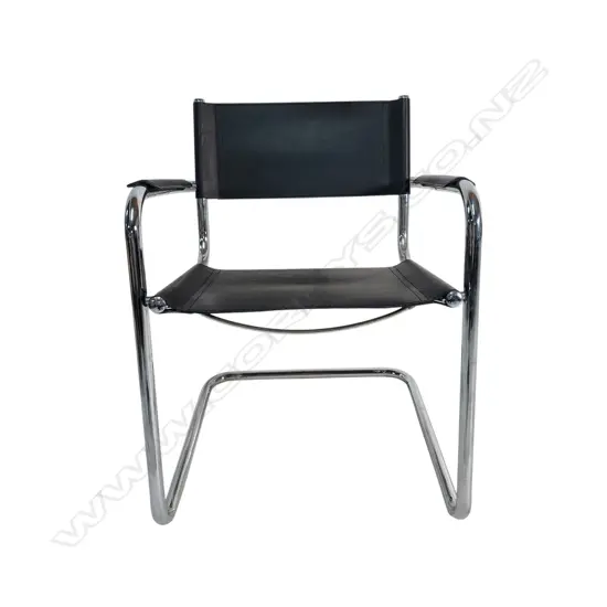 MID CENTURY 'MART STAM' STYLO armchair chrome tube steel and leather, cantilever chair dimensions: height: 71 mm, width: