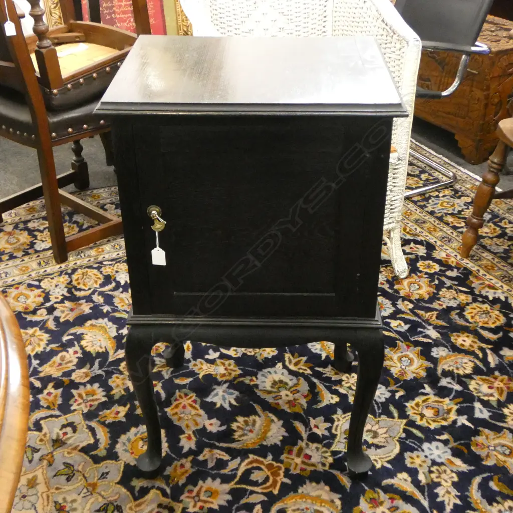 EBONISED OAK RECORD CABINET 500x430x855mm Image 1++