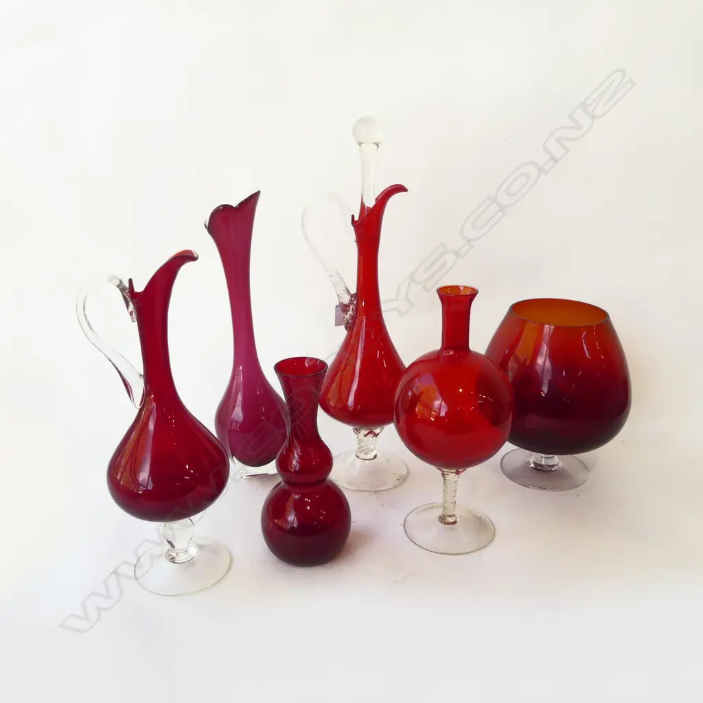 6 PCES RED ART GLASS H.410mm Image 1++