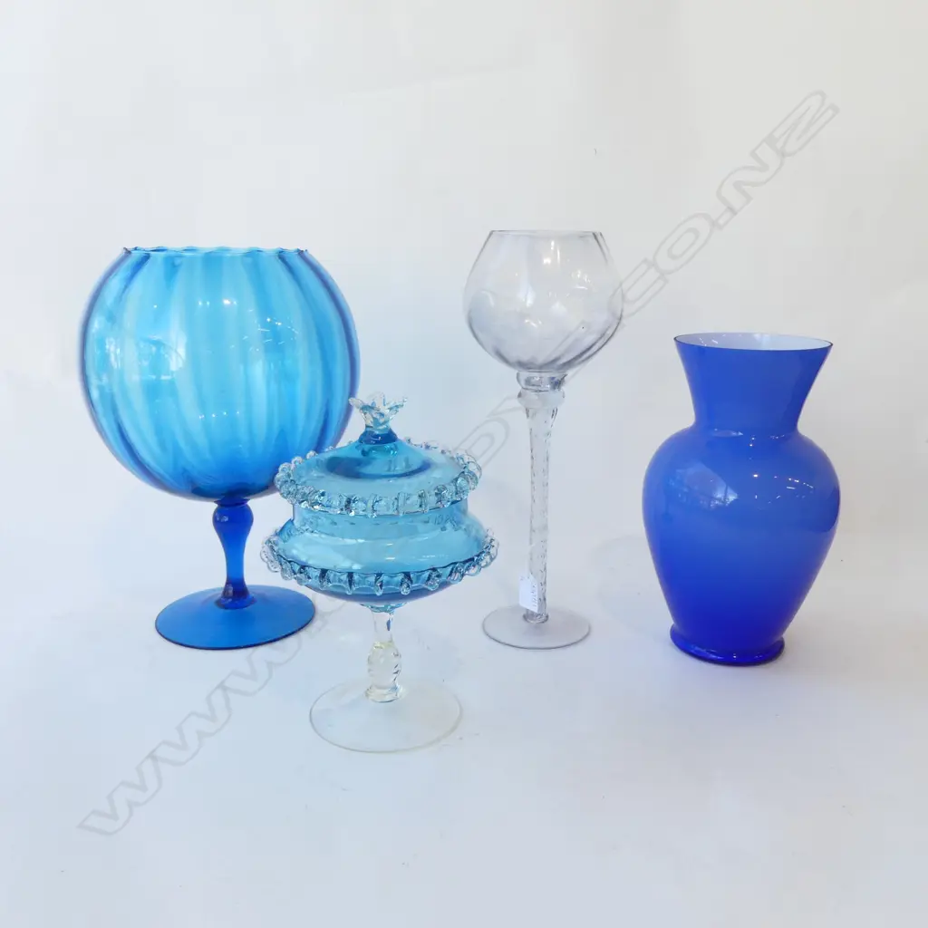 4 PCES BLUE ART GLASS H.350mm Image 1++