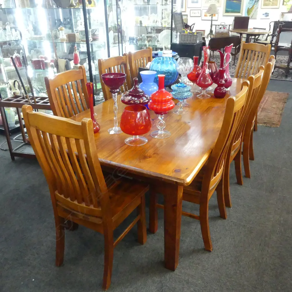 RIMU? DINING TABLE 2100x1040x760mm + 8 DINING CHAIRS  Image 1++