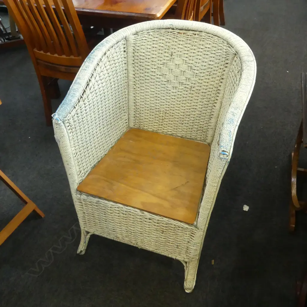 WHITE PAINTED CANE CHAIR, NO CUSHIONS Image 1++