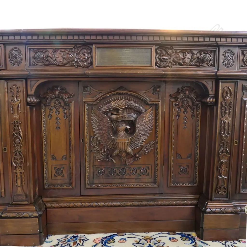 US NATIONAL ARCHIVES HIGH-QUALITY REPROD. OVAL OFFICE 'RESOLUTE' DESK, 1820x1230x800mm, (RETAILS US$9000), minor losses Image 1++
