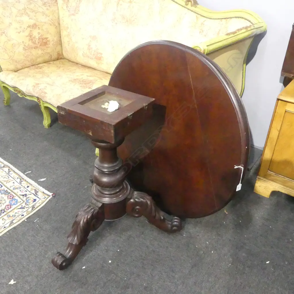 VICTORIAN MAHOGANY TABLE Dia.910mm TOP NOT ATTACHED TO BASE Image 1++