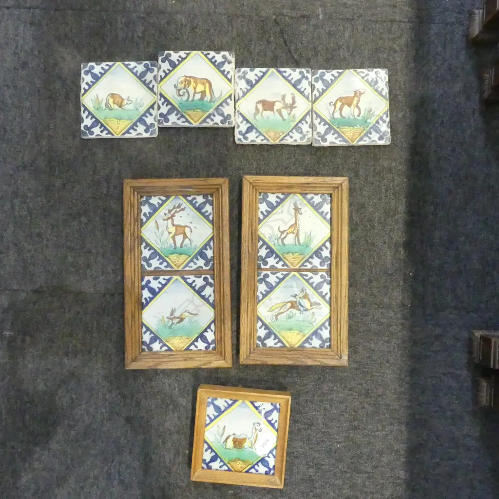 15 HAND PAINTED ANIMAL TILES 135x135mm Image 1++