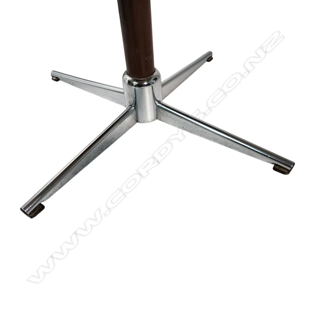 PAIR OF NAMCO CHAIRS: AUSTRALIAN 1970S DESIGN with chrome swivel base molded plastic w cotton/wool upholstery Image 1++