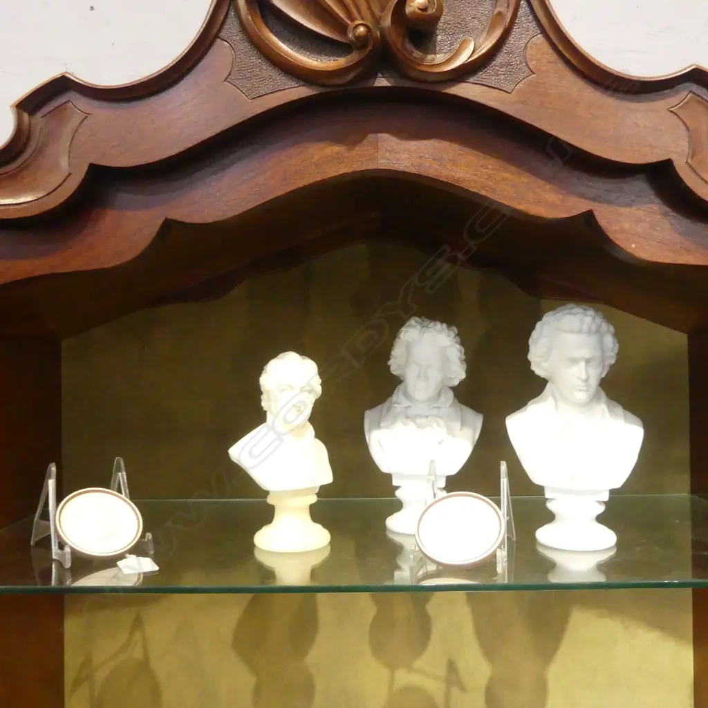 3 BUSTS; BEETHOVEN, MOZART, GOETHE H.195mm + PR PLAQUES 65mm dia Image 1++
