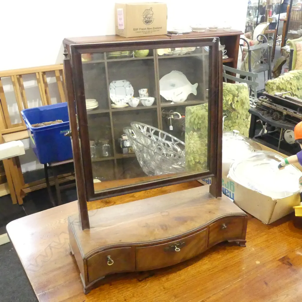 ANTIQUE MAHOGANY TABLE TOP MIRROR Image 1++