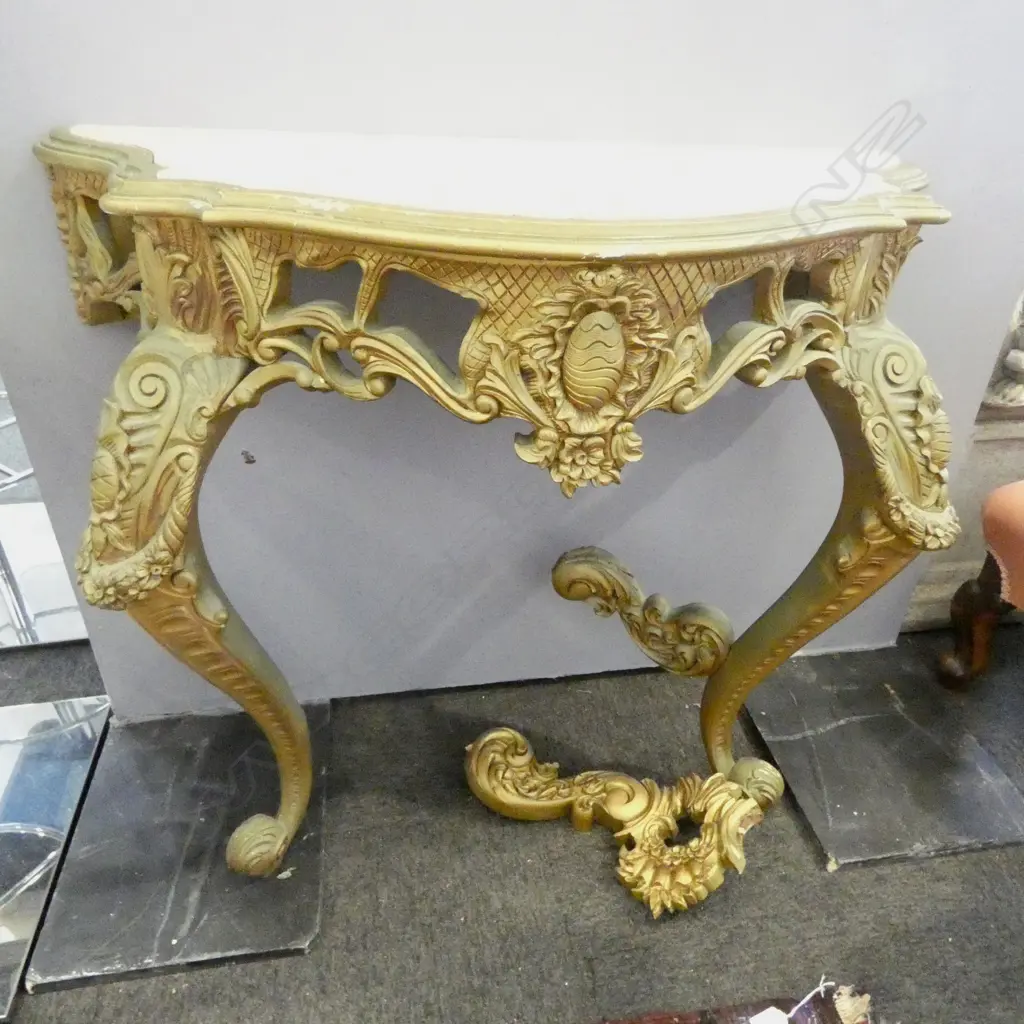 FRENCH STYLE CONSOLE TABLE, PINK MARBLE TOP, FAULT,  900x400x770mm Image 1++