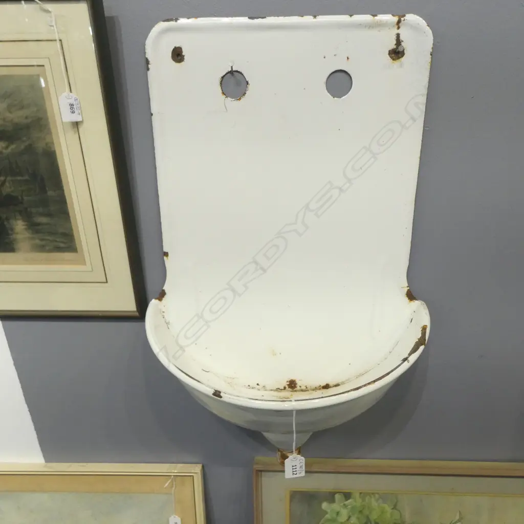 WHITE ENAMEL WALL MOUNTED SINK 445x235x620mm Image 1++