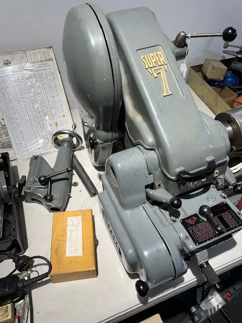 VINTAGE MYFORD SUPER '7' LATHE with many ASSORTED ACCESSORIES AND TOOLS see extra photos below Image 1++