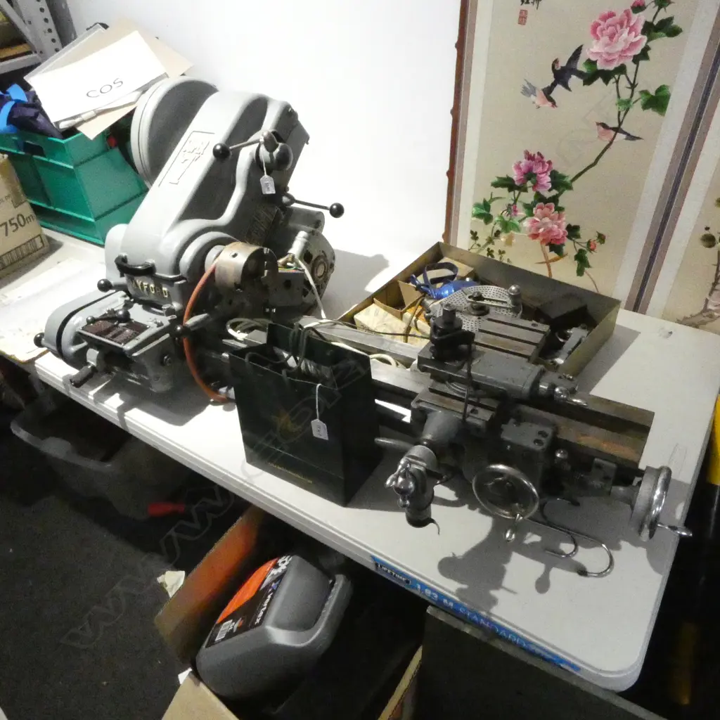 VINTAGE MYFORD SUPER '7' LATHE with many ASSORTED ACCESSORIES AND TOOLS see extra photos below Image 1++