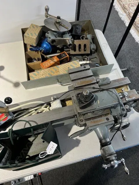 VINTAGE MYFORD SUPER '7' LATHE with many ASSORTED ACCESSORIES AND TOOLS see extra photos below Image 1++