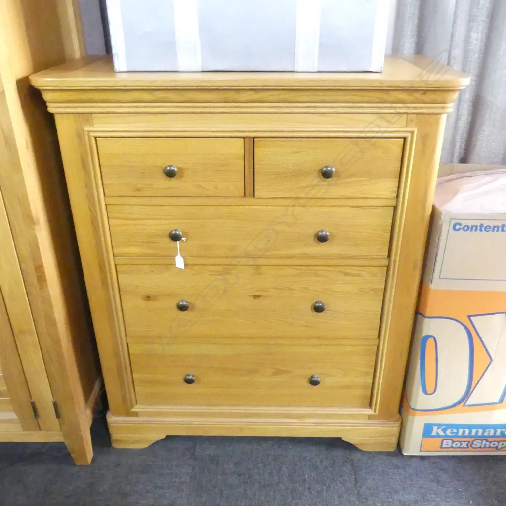 OAK 5 DRAWER CHEST 990x455x1155mm Image 1++