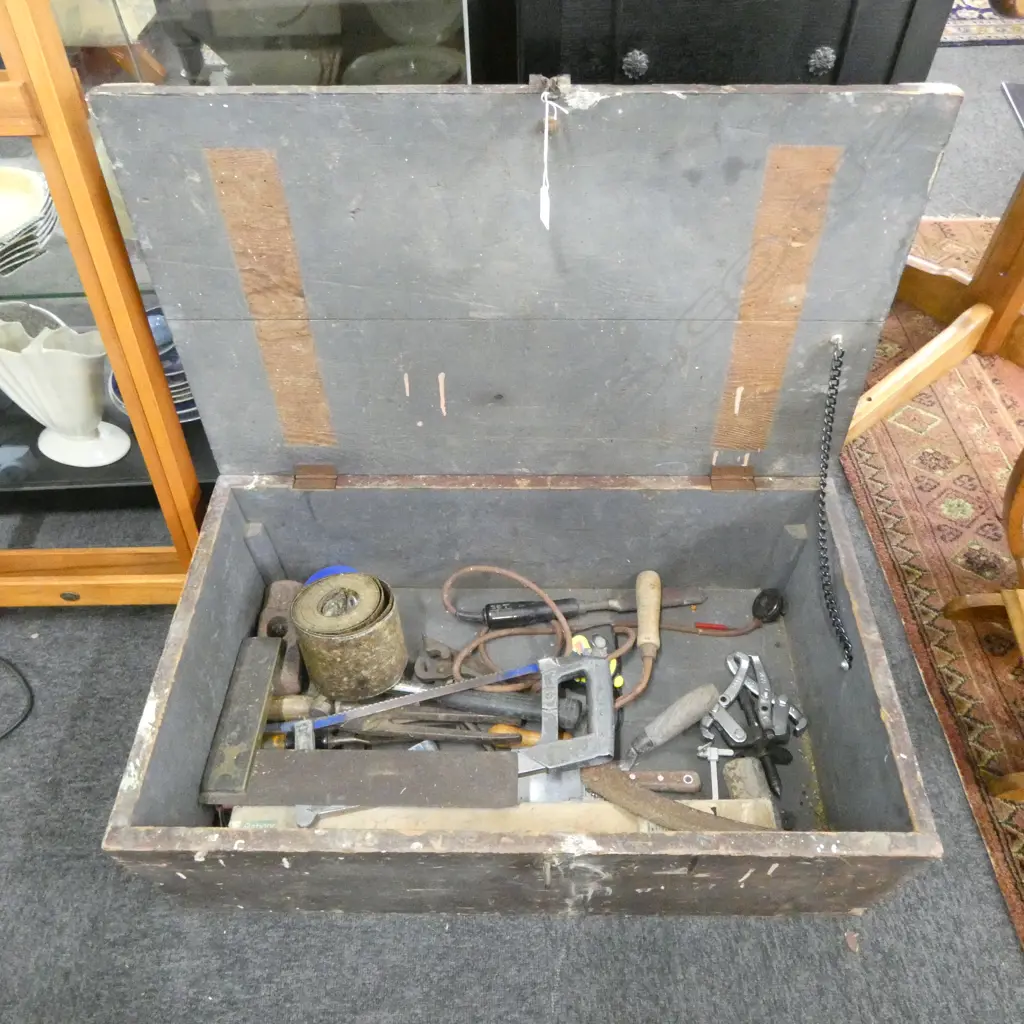 VINTAGE WOODEN TOOL CHEST 760x450x290 Image 1++