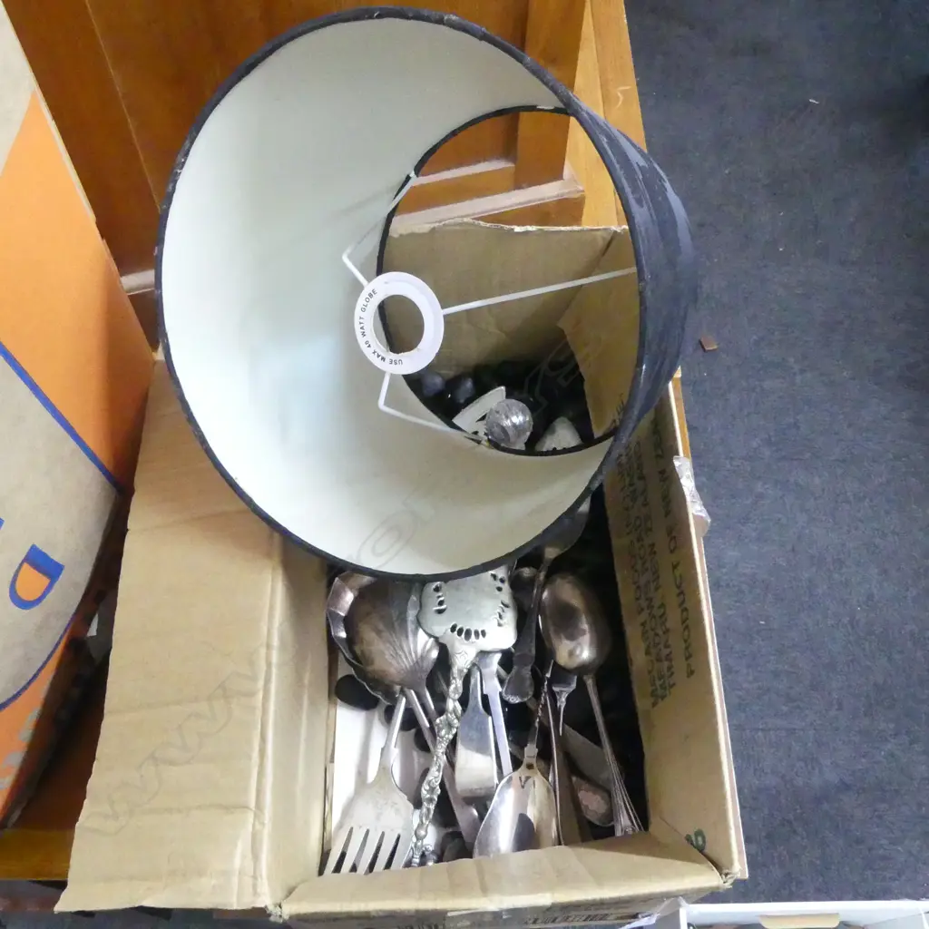 ASST. GARDEN STONES, SILVER PLATED CUTLERY & LAMPSHADE Image 1++