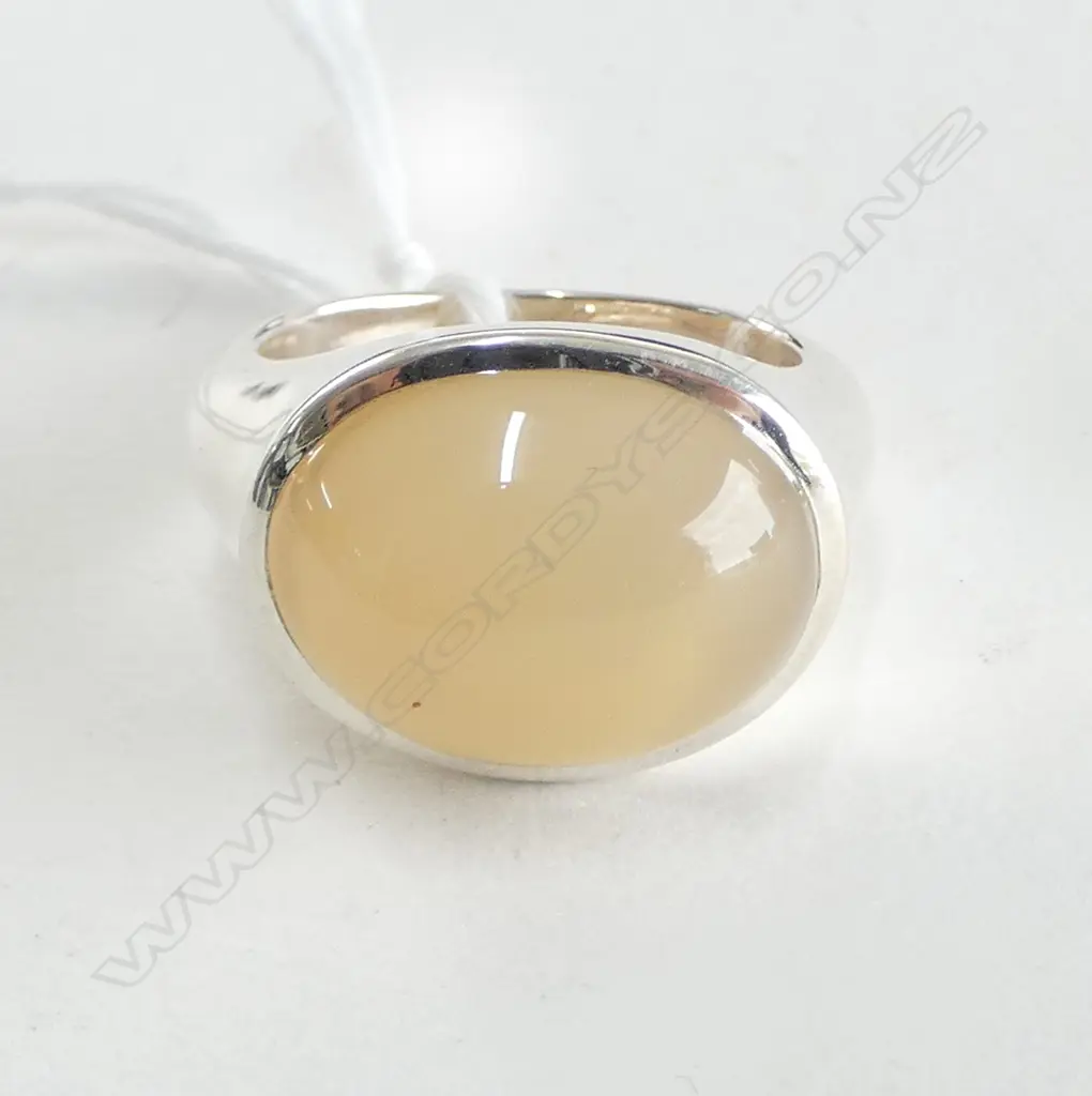 925 SILVER YELLOW AGATE RING HAND MADE IN PORTUGAL 13.5grms SIZE S Image 1++