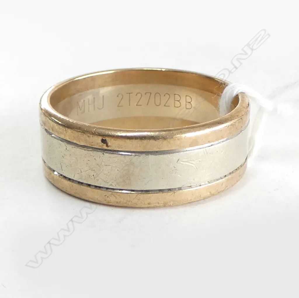 LGE & HEAVY 9ct 2 TONE GOLD BAND RING 10.86gms SIZE Z Image 1++