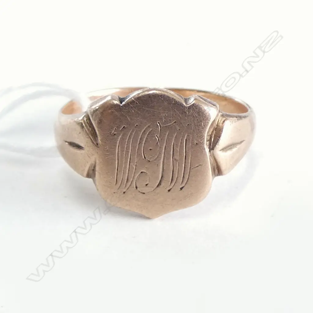 9ct ROSE GOLD VINTAGE SIGNET RING 5.7gm SIZE R Image 1++
