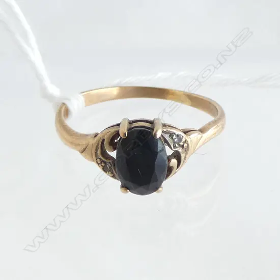 9ct GOLD SAPPHIRE & DIAMOND RING 1.7gms SIZE N