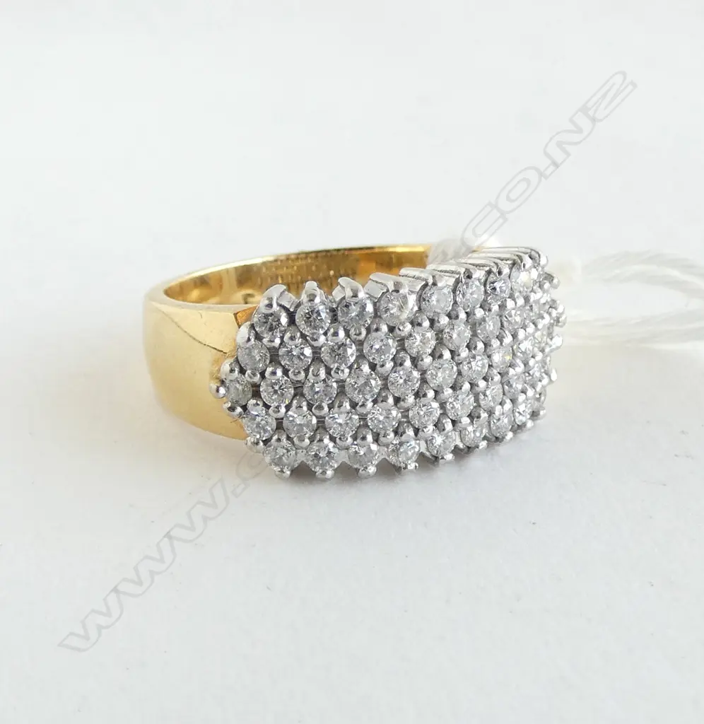 18ct W/Y GOLD 49 DIAMOND CLUSTER RING 7.77gms size M. VALUATION AVAILABLE Image 1++