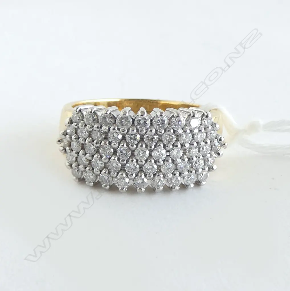 18ct W/Y GOLD 49 DIAMOND CLUSTER RING 7.77gms size M. VALUATION AVAILABLE Image 1++