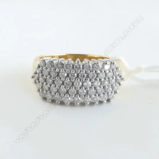 18ct W/Y GOLD 49 DIAMOND CLUSTER RING 7.77gms size M. VALUATION AVAILABLE