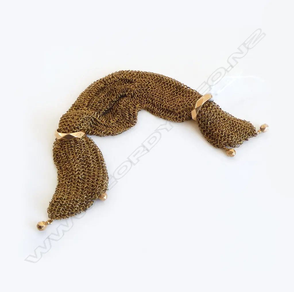 GOLD plated CHAIN MAIL MISERS PURSE L.190mm with gold or gilded silver ring fittings Image 1++
