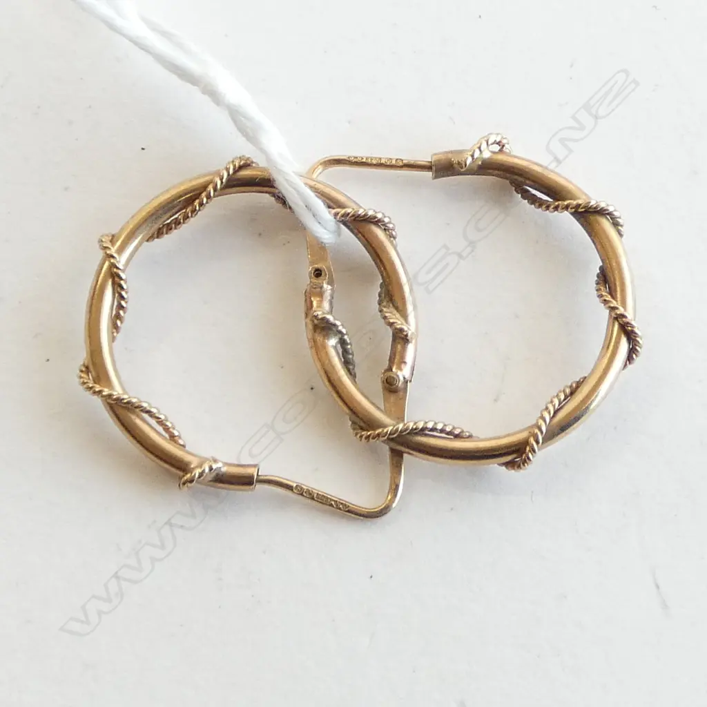PR 9CT HOOP EARRINGS, 3.0grms Image 1++