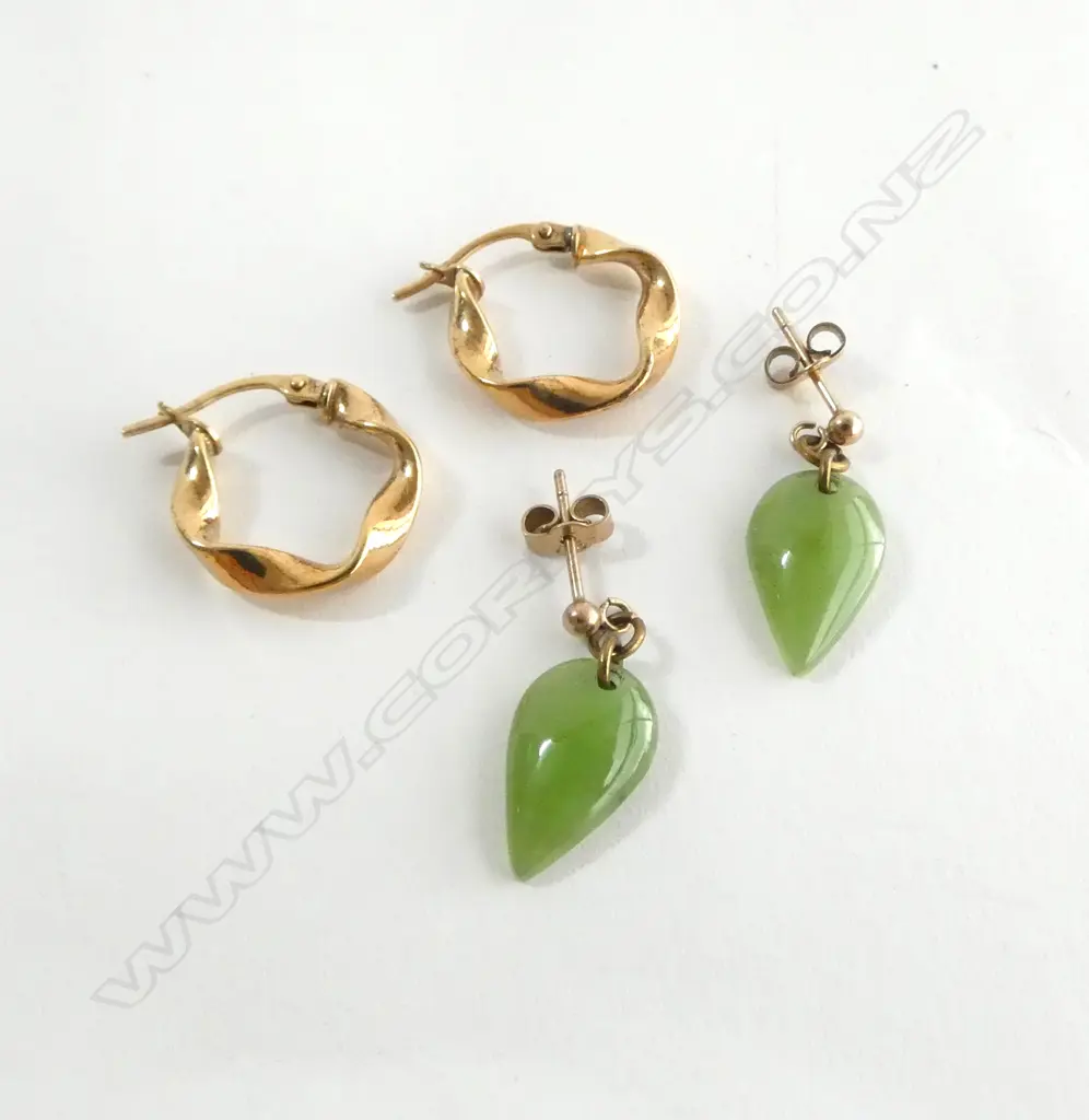 PR 9ct TWISTED HOOP EARRINGS 0.8gms + OTHER PAIR  Image 1++