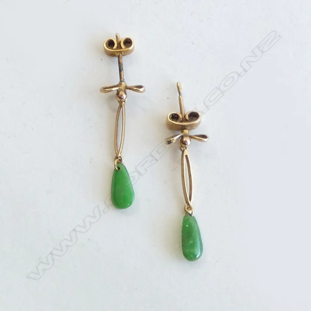 PR GOLD & JADEITE ? EARRINGS, 2.2grms Image 1++