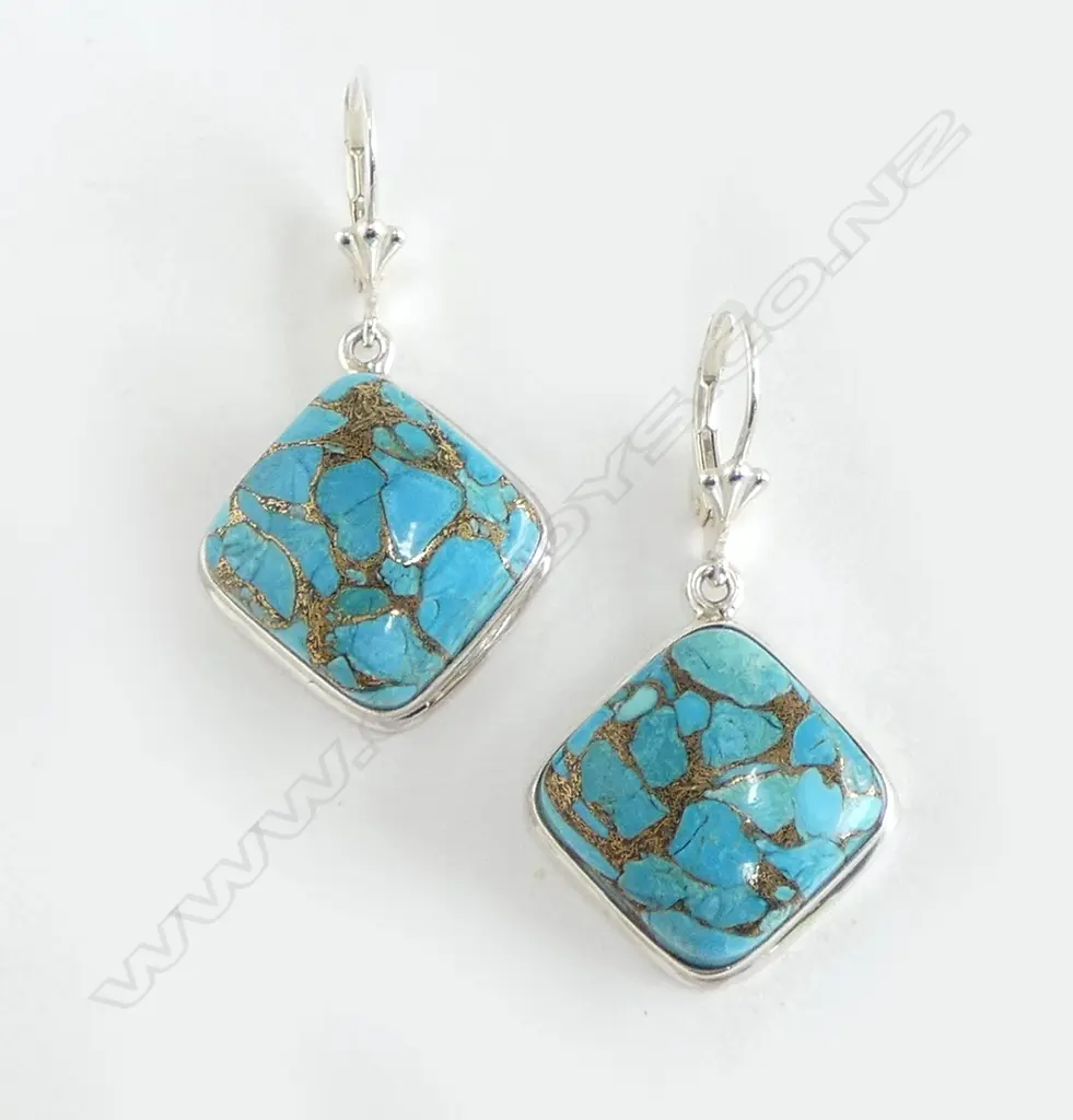 PR SILVER TURQUOISE EARRINGS new Image 1++