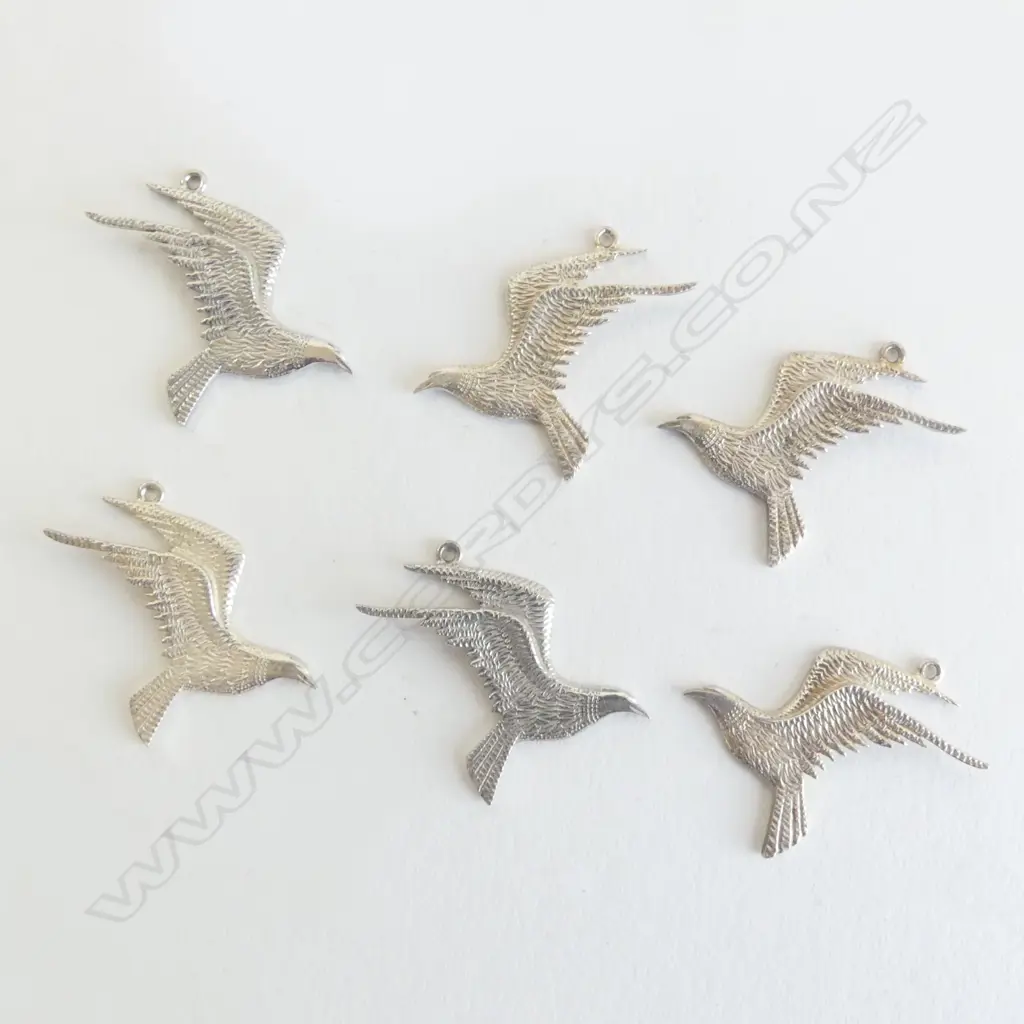 6 RUSSELL MURPHY SILVER FLYING SEAGUL PENDANTS Image 1++