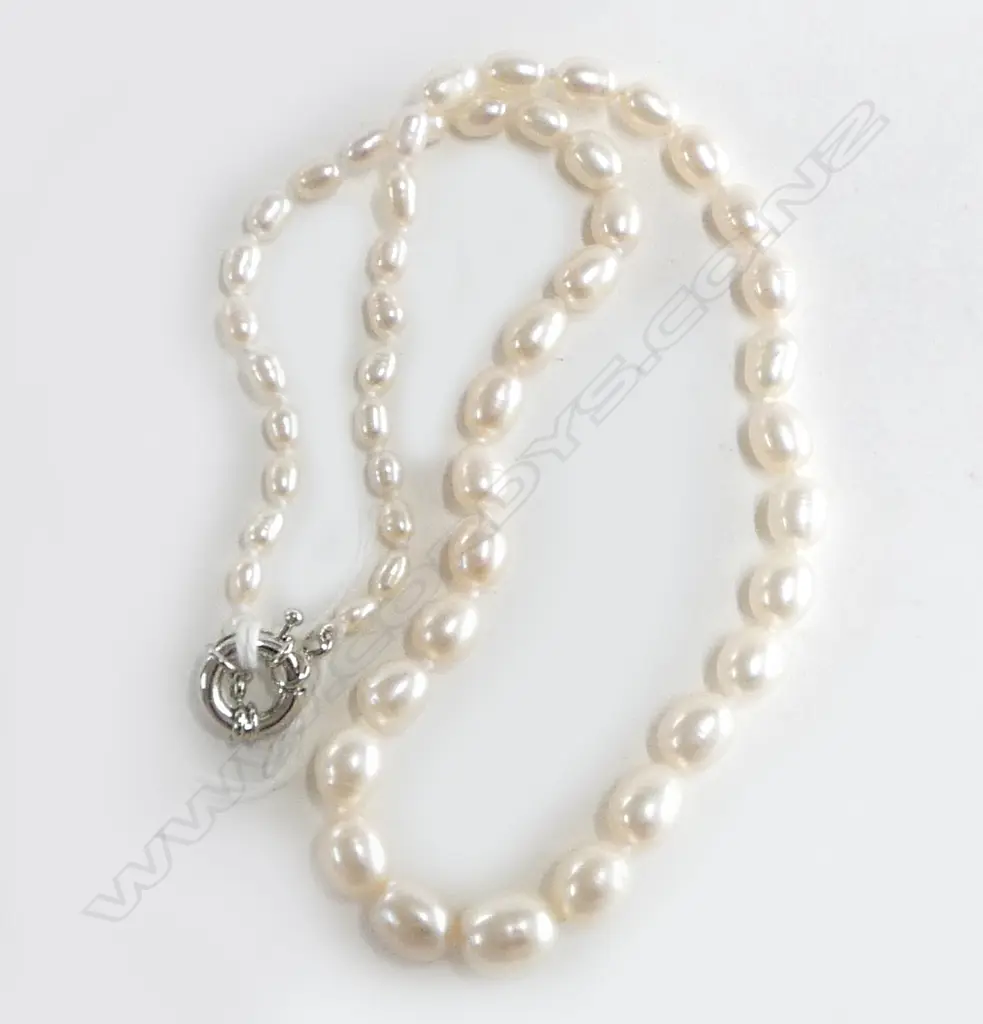 GRADUATED  FRESH WATER PEARL NECKLACE L.460mm new Image 1++